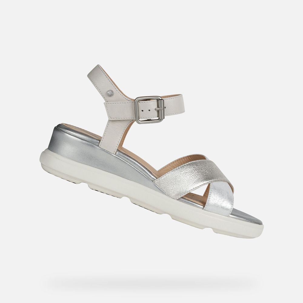 Geox Sandals Silver Pisa - Geox Womens Shoes - HUBKRD259